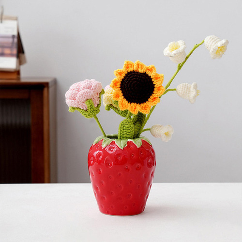 Florero De Cerámica De Fresa, Maceta Para Estante, Sala S