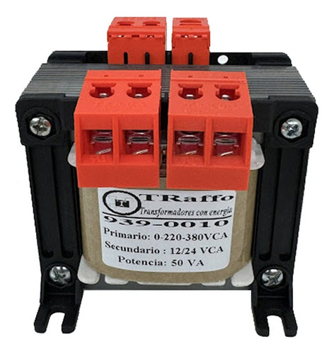 Transformador 0-220-380 Vca / 12v-24v/ 50 Va. Marca Traffo