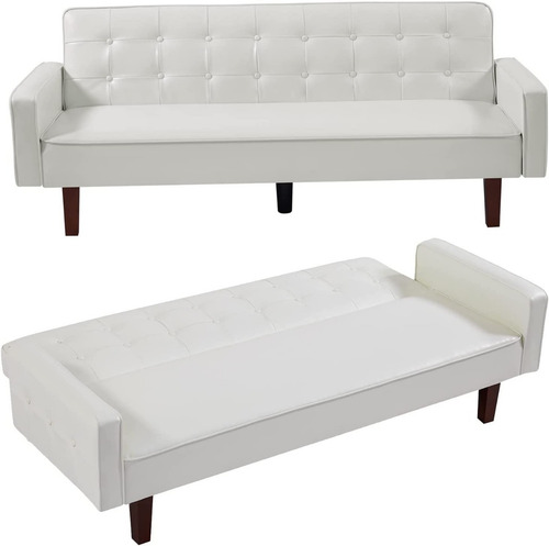 Futon Convertible De Pielsint Color Beige Marca Mikibama