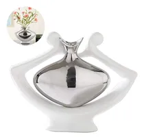 Comprar Anding Estatua Florero De Cerámica Florero Plateado Florero