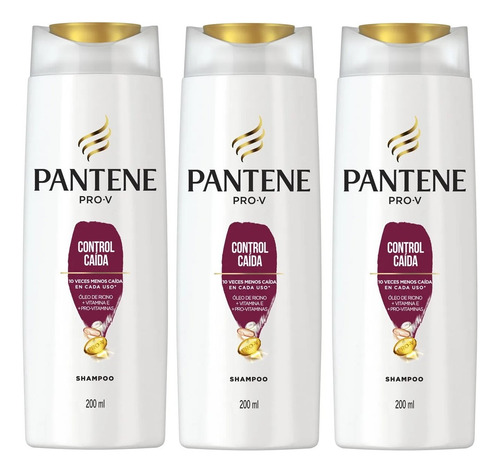 3 Shampoo Pantene Pro-v Control Caída 200ml