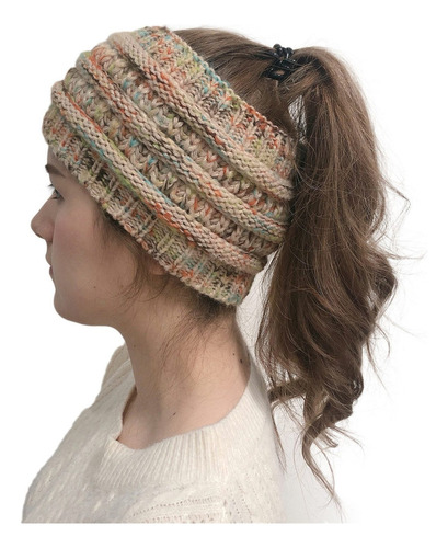 1 Gorro Para Otoño E Invierno, Diadema Tejida Con Cola De