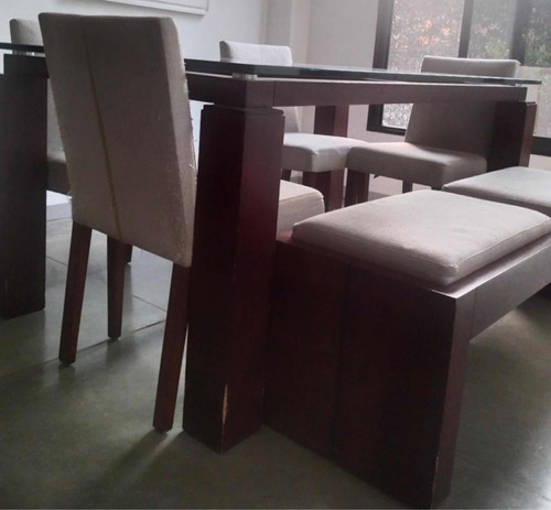 Comedor Madera Y Vidrio 6 P