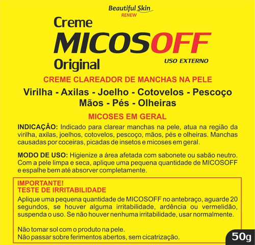 Creme Para Micose Manchas Na Pele Melasma Acne Micosoff 60g Baunilha