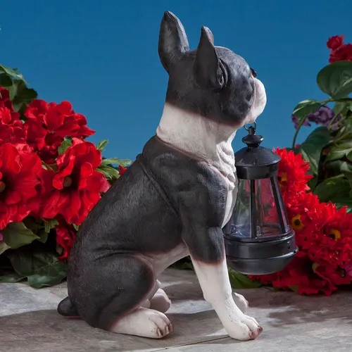 Bits And Pieces - Estatua De Linterna Solar Boston Terrier -