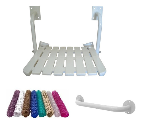 Kit Seguridad Baño Asiento Rebatible Agarradera Alfombra