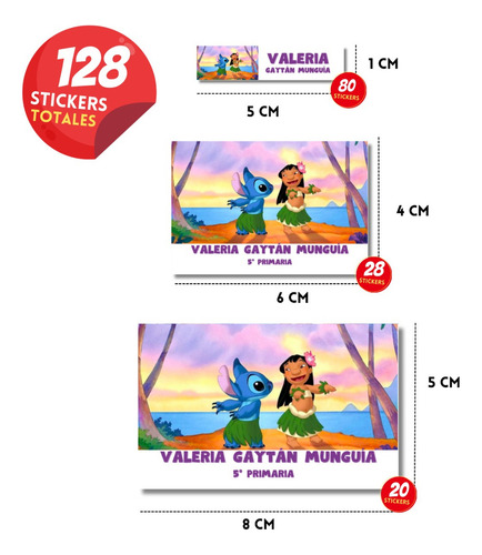 Etiquetas Pegatinas Stickers Escolares Nombre Lilo Y Stitch