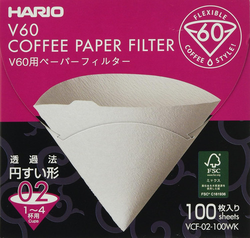 Filtros De Cafe Hario, N 2, Desechables,papel,blanco, 100uni