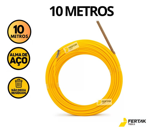 Guia Passa Fio Sonda 10 Mts De Pvc Alma De Aço Profissional