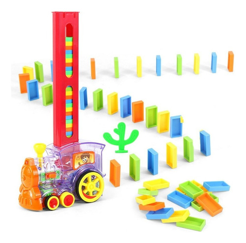 Tren Domino Mágico Para Niños 80 Pcs Luces Y Sonidos +3años