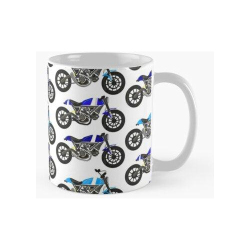 Taza Cafe Racer Tres Motos Azules Calidad Premium