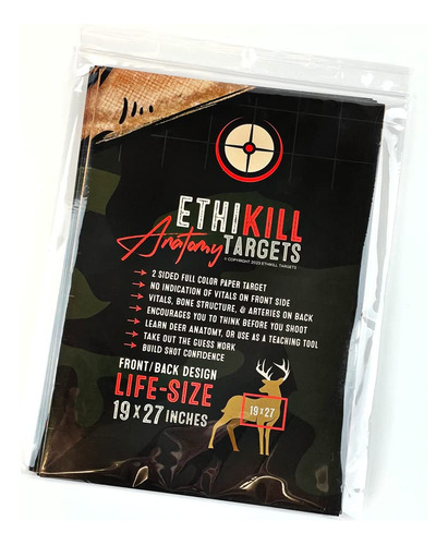 Life Size Deer Vitals 2 Sided Paper Range Target For Archery