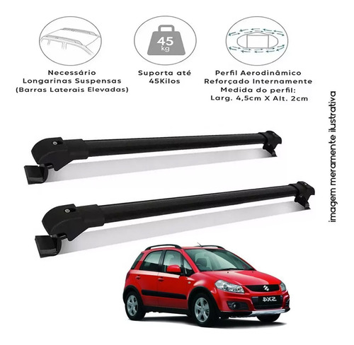 Rack Teto Travessa Alumínio Reforçado Suzuki Sx4 2009 Slim