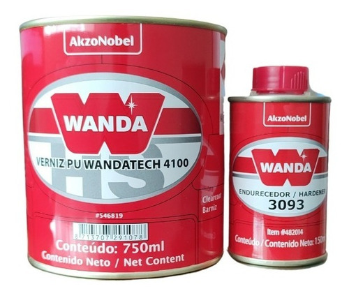 Imagem 1 de 5 de Kit 6un Verniz Pu Wandatech 4100 + Endurecedor 3093 900ml