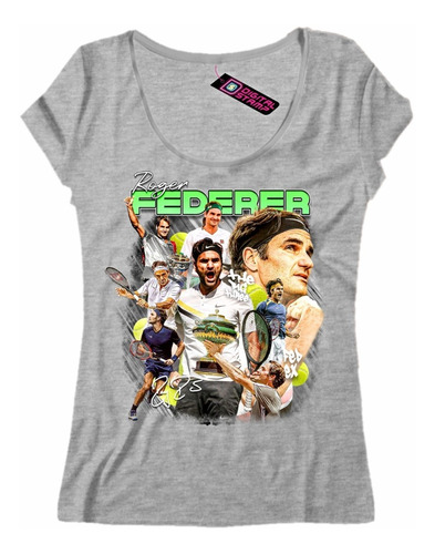 Remera Roger Federer Tenis 12 Mujer Digital Premium Dtg