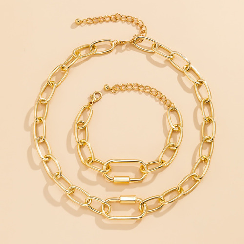 Conjunto De Joyas Punk Con Cadena Ajustable Para Mujer