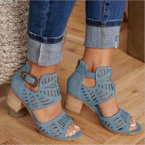 Sandalias Zapatillas Mujer Señoras Moda Peep Toe Tacón Alto