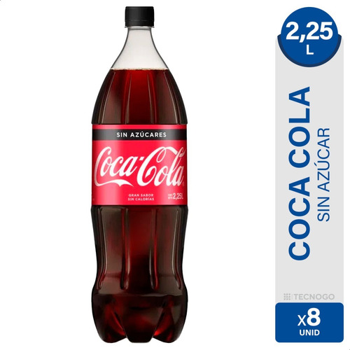 Imagen 1 de 6 de Coca Cola Sin Azucar Pack X8 Unidades - Gaseosa Dietetica