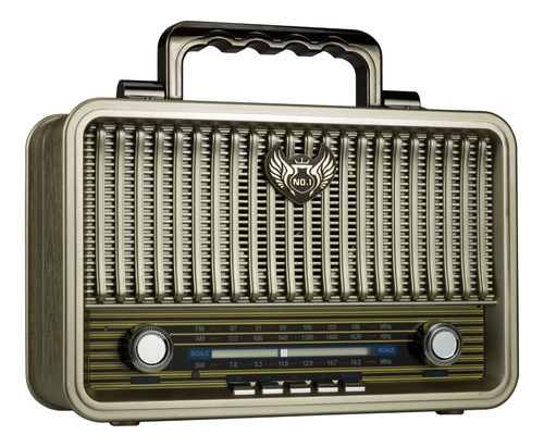 Caja de sonido Radio Am Fm Bluetooth vintage retro con batería de color dorado envejecido