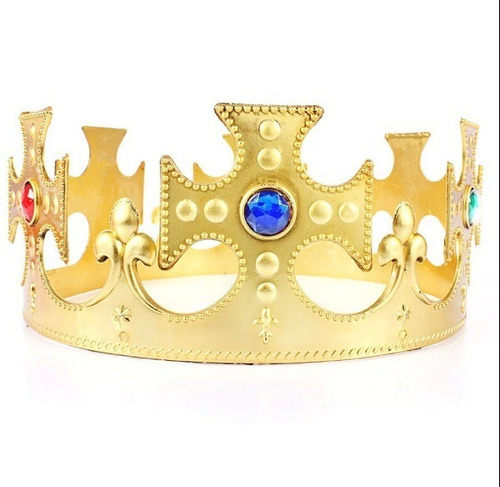 10 Coroa Rei Plástico Ajustável Festa Fantasia Cosplay Cor Dourado
