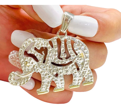 Dije Elefante Calado De Plata Y Oro Ideal Regalo D 047