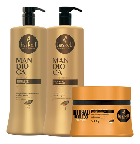 Kit Haskell Mandioca Shampoo E Condicionador De 1l + Brinde