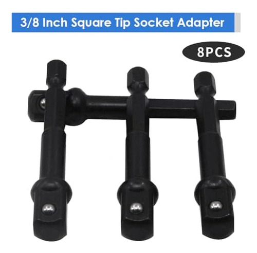 8-piece 3/8 Square Socket Impact Adapter Set With 1/4 Hex
