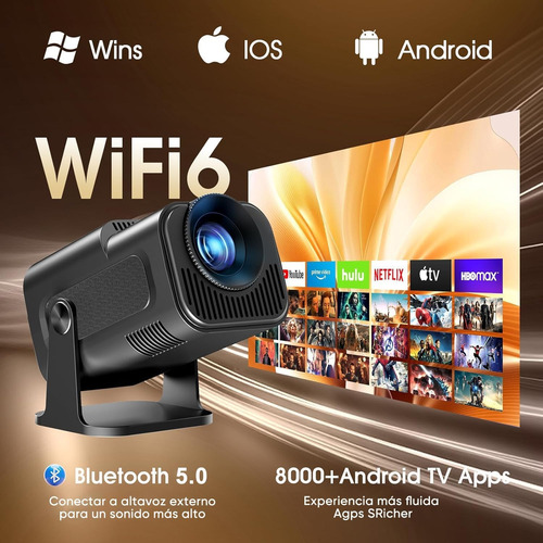 Mini Proyector Profesional Andro Hy320 720p Wifi 4k Blanco