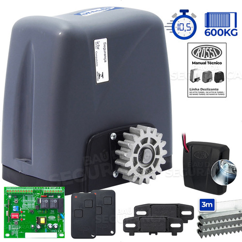 Kit 1 Motor Dz Nano Turbo 3m Crem 2 Control 2 Txcar 600kg Cor Cinza-escuro Frequência 433mhz Tamanho Da Engrenagem Z18 110v