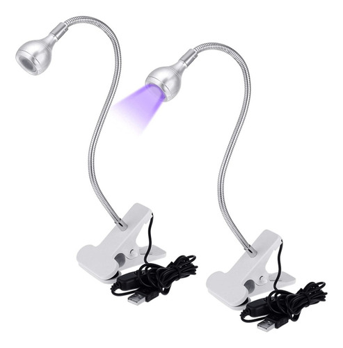 2pc Led 395nm Uv Lámpara De Escritorio Clip, Para El Curado