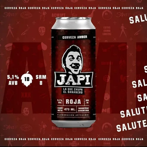Pack X6 Cerveza Japi Amber Roja El Bananero 473ml