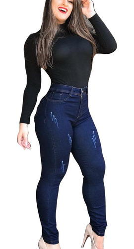 Calça Jeans Feminina Cintura Alta Levanta Bumbum Barato Moda | Mercado Livre