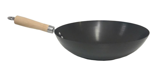 Imagen 4 de 8 de Wok Sarten De Chapa Antiadherente Con Manija De Madera 30cm