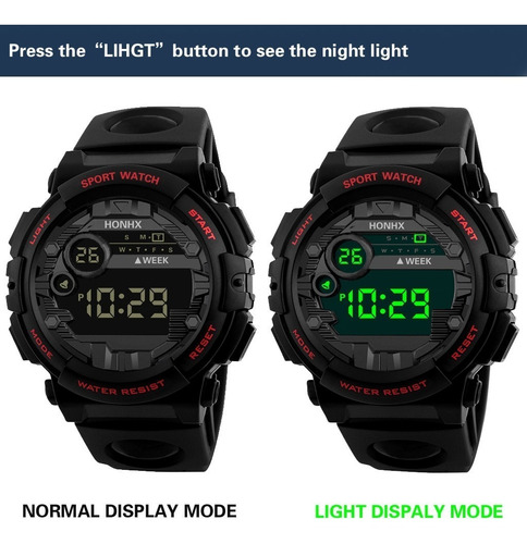 Honhx Luxo Masculino Digital Led Assista Data Esporte Mascul