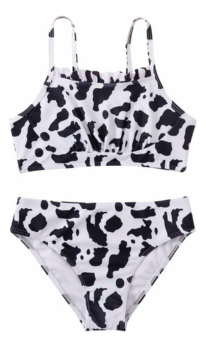 Traje De Baño Para Niñas Con Estampado De Vaca, Cómodo, Sin