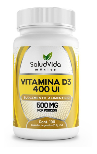 Imagen 1 de 3 de Vitamina D3 400iu 100 Cápsulas - Saludvida