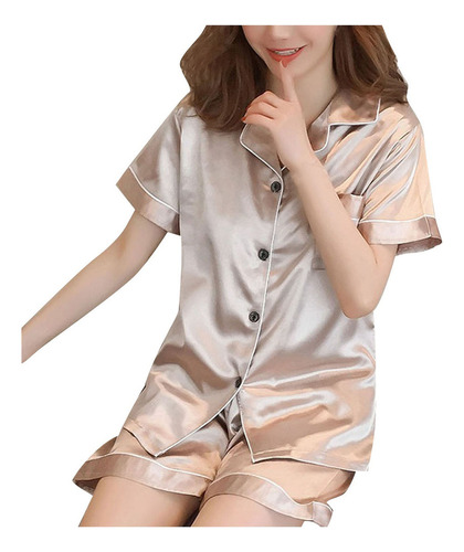 Conjunto De Pijama De Satén De Seda For Mujer, Ropa De