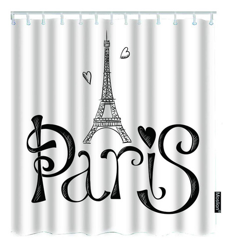 Moslion Paris Cortina Ducha Romantica Vintage Torre Eiffel X