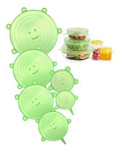 Set 6 Tapas Silicona Reutilizable Alimento Sellado 