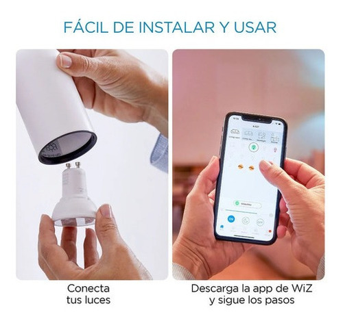 Imagen 5 de 7 de Foco Inteligente Led Wifi Wiz Cálido/frío 4.9w Gu10 X2 Uds