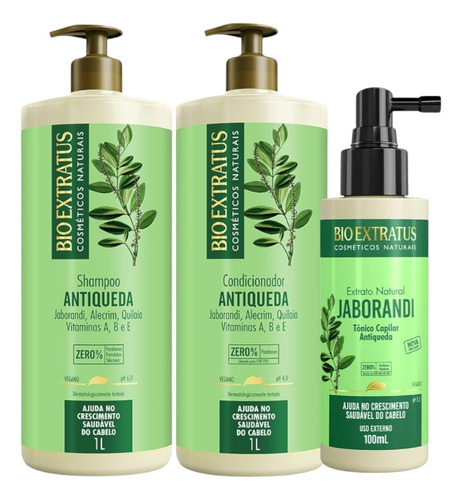 Kit 1 Shampoo 1 Cond 1l 1 Tonico 100ml Jaborandi Bioextratus