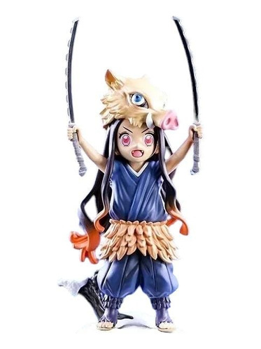 Figura Nezuko Kamado Con Máscara Inosuke - Demon Slayer 19cm