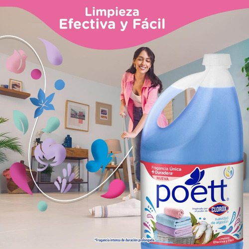 Limpiador Aromatizante Poett® Suavidad De Algodon 4 Lts
