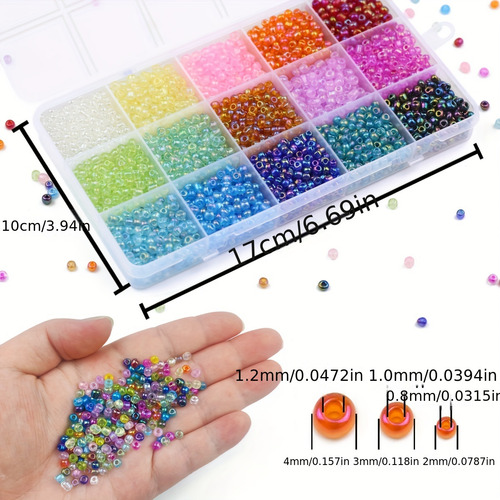 Kit Con Herramientas Y 15 Colores De Cuentas De Vidrio 2mm
