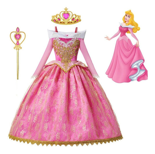 Vestido De Princesa Aurora De La Bella Durmiente For Niñas,