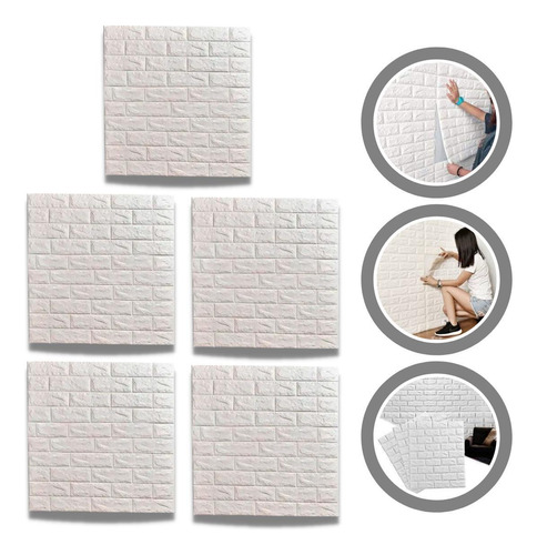 Kit 5 Painel Tijolo De Espuma 3d 77x70 Autoadesivo 2.70m