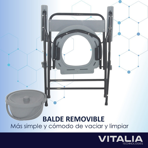 Silla De Baño Ducha Adulto Mayor Vitalia Plegable Portatil Gris Claro