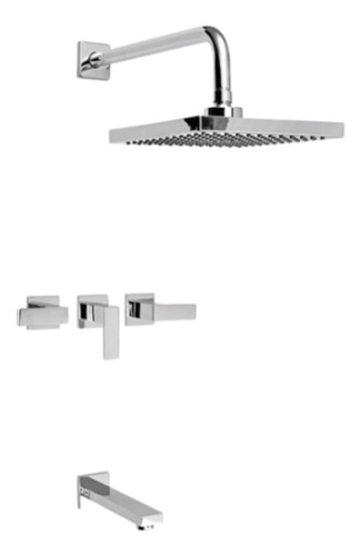 Set Griferia Level Cromado De Baño 21201 21204 21206 Piazza Doble Comando Lavatorio Bidet Ducha