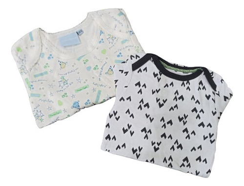 Pack 2 Bodys Manga Larga Estampados Algodón Bebés 6-9 Meses