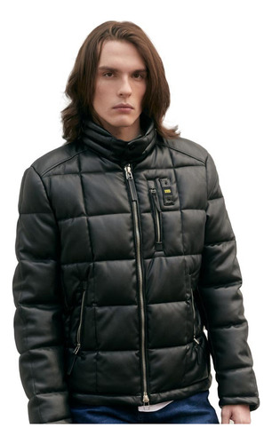 Chamarra Negro Tacto Piel Hard Soda Bl27 Moto Hombre